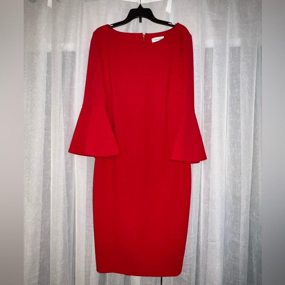 Red Calvin Klein midi dress